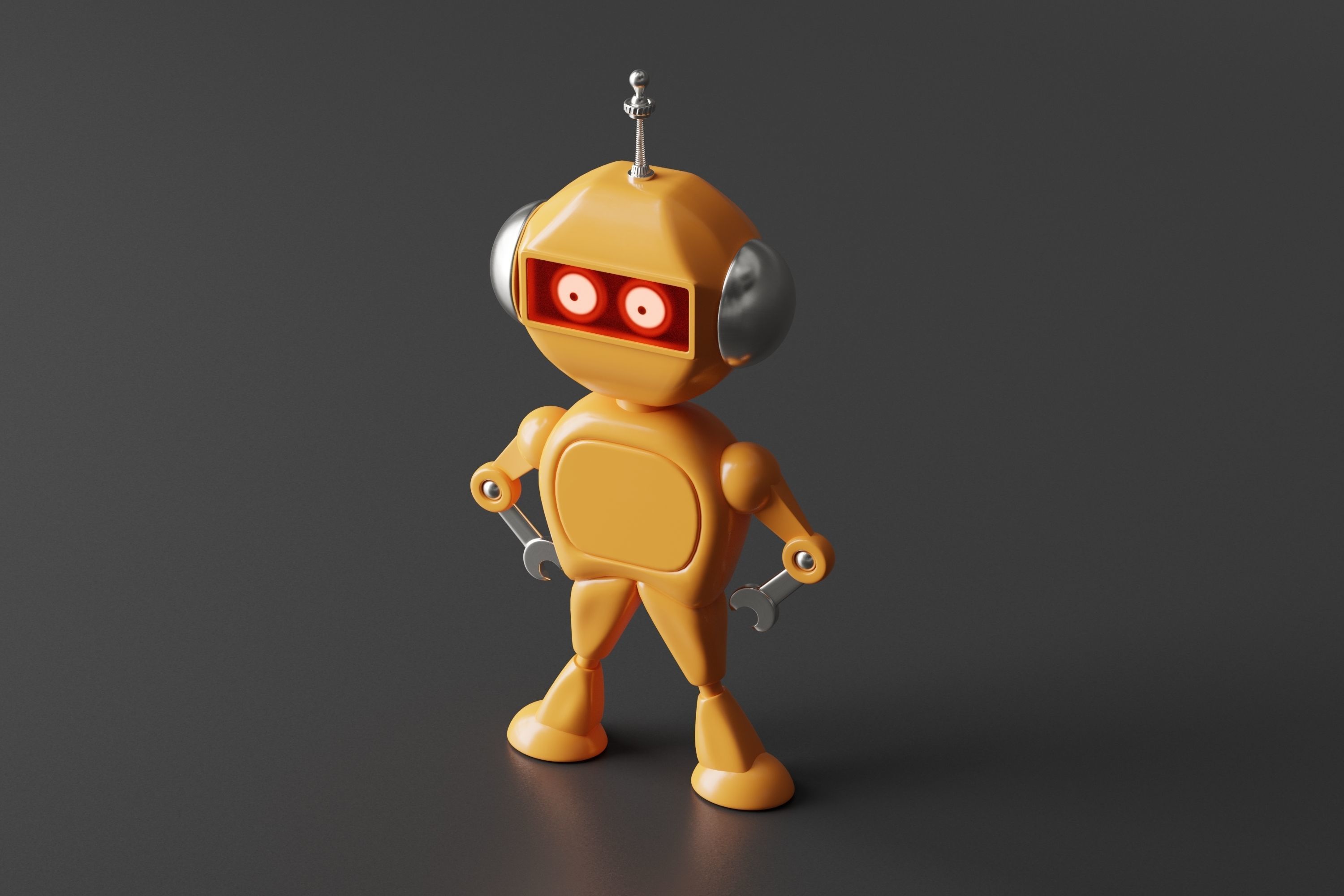 Simple Robot Low-poly 3D model_5