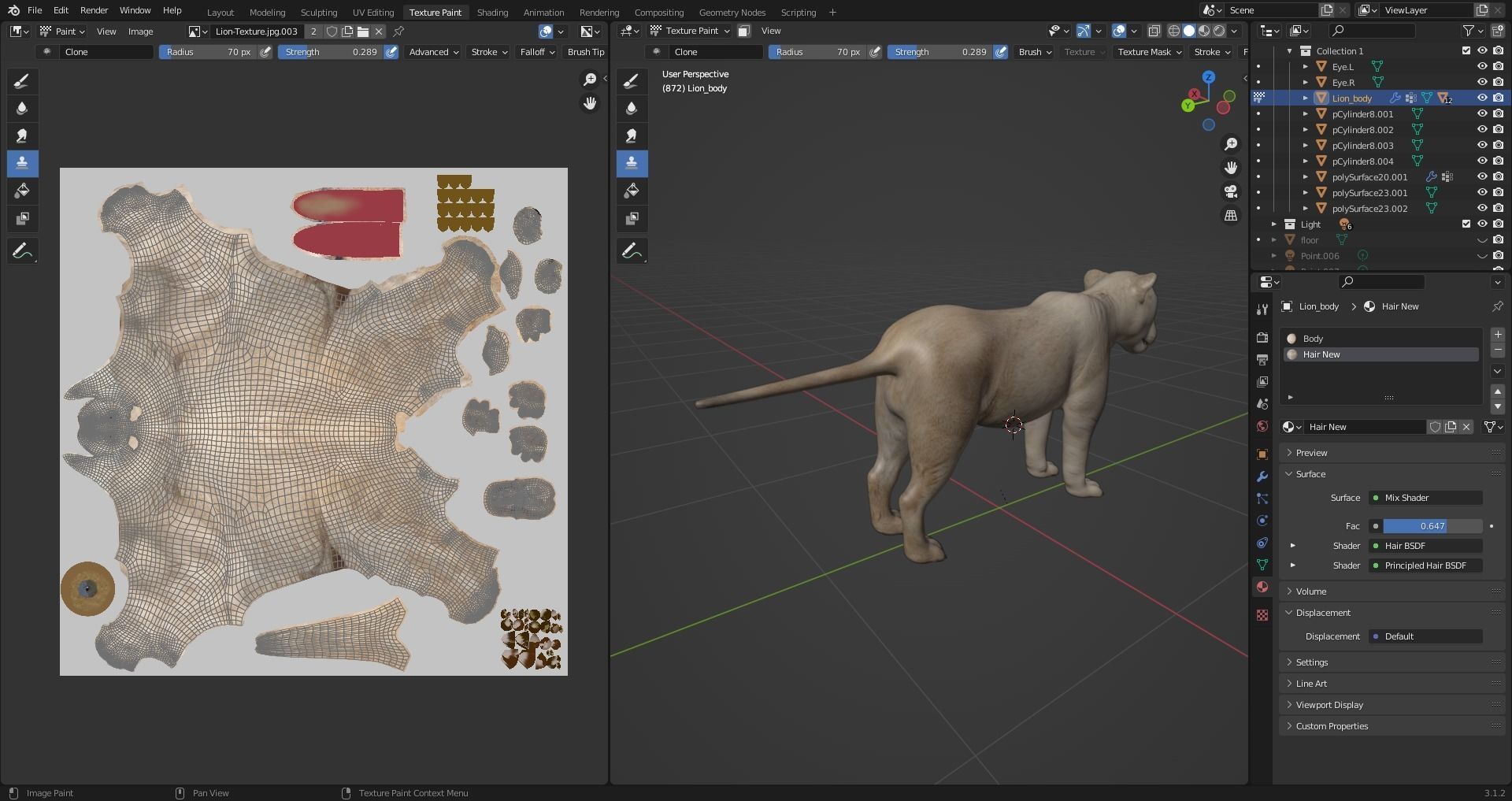 3D Fur White NO Lion Rigged Low-poly 3D model_10