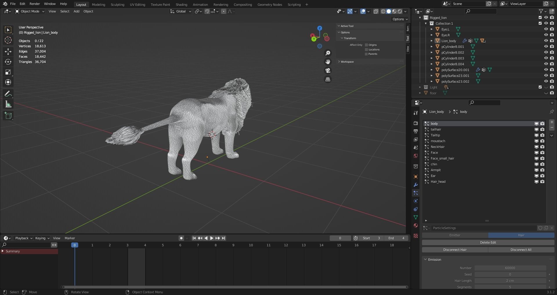 3D Fur White NO Lion Rigged Low-poly 3D model_13