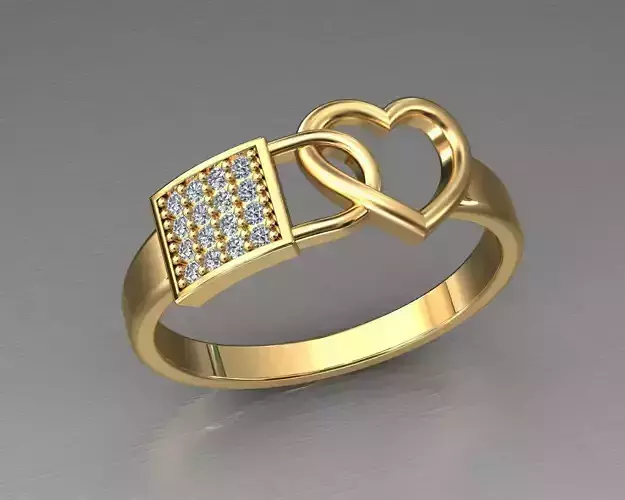 heart ring lock 3D print model