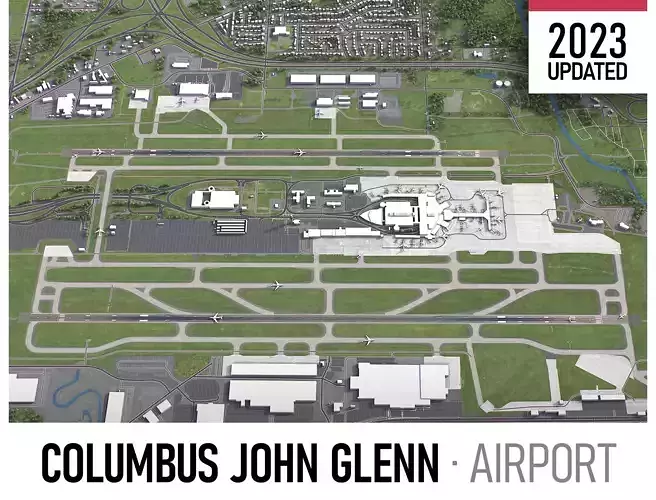 Columbus - John Glenn Airport Low-poly 3D model