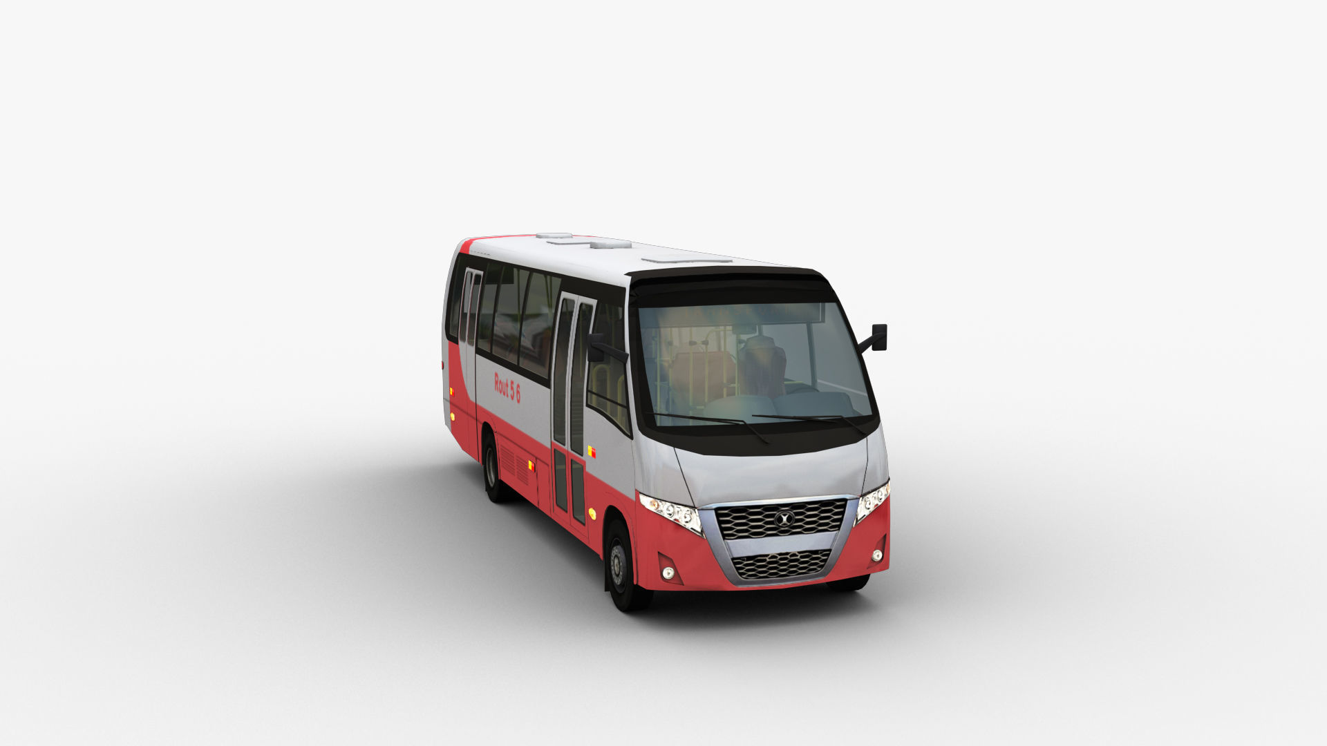 City bus with interior 7 Low-poly 3D model_19