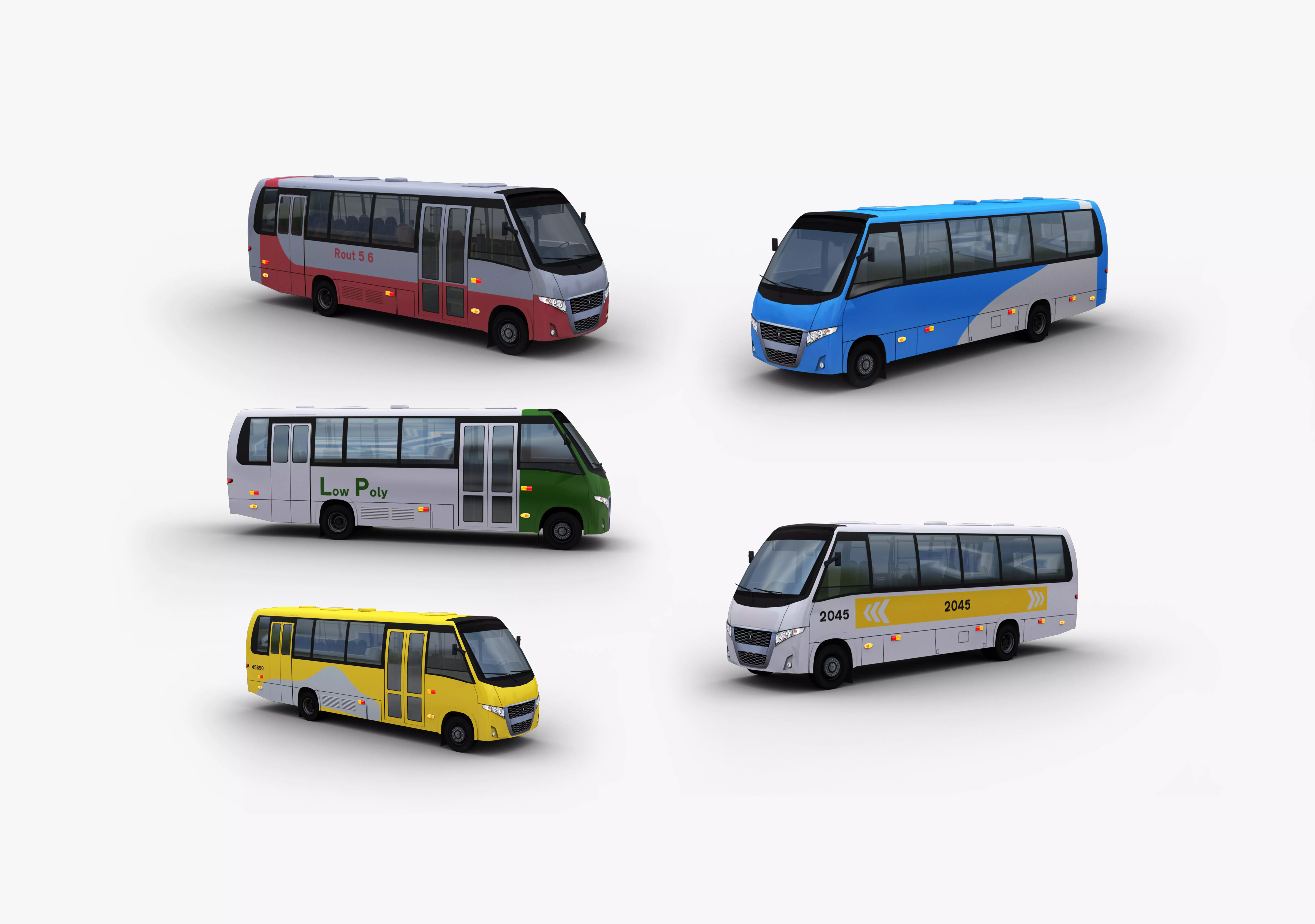 City bus with interior 7 Low-poly 3D model_0