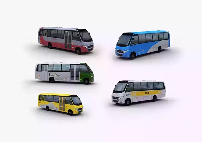 City bus with interior 7 Low-poly 3D model