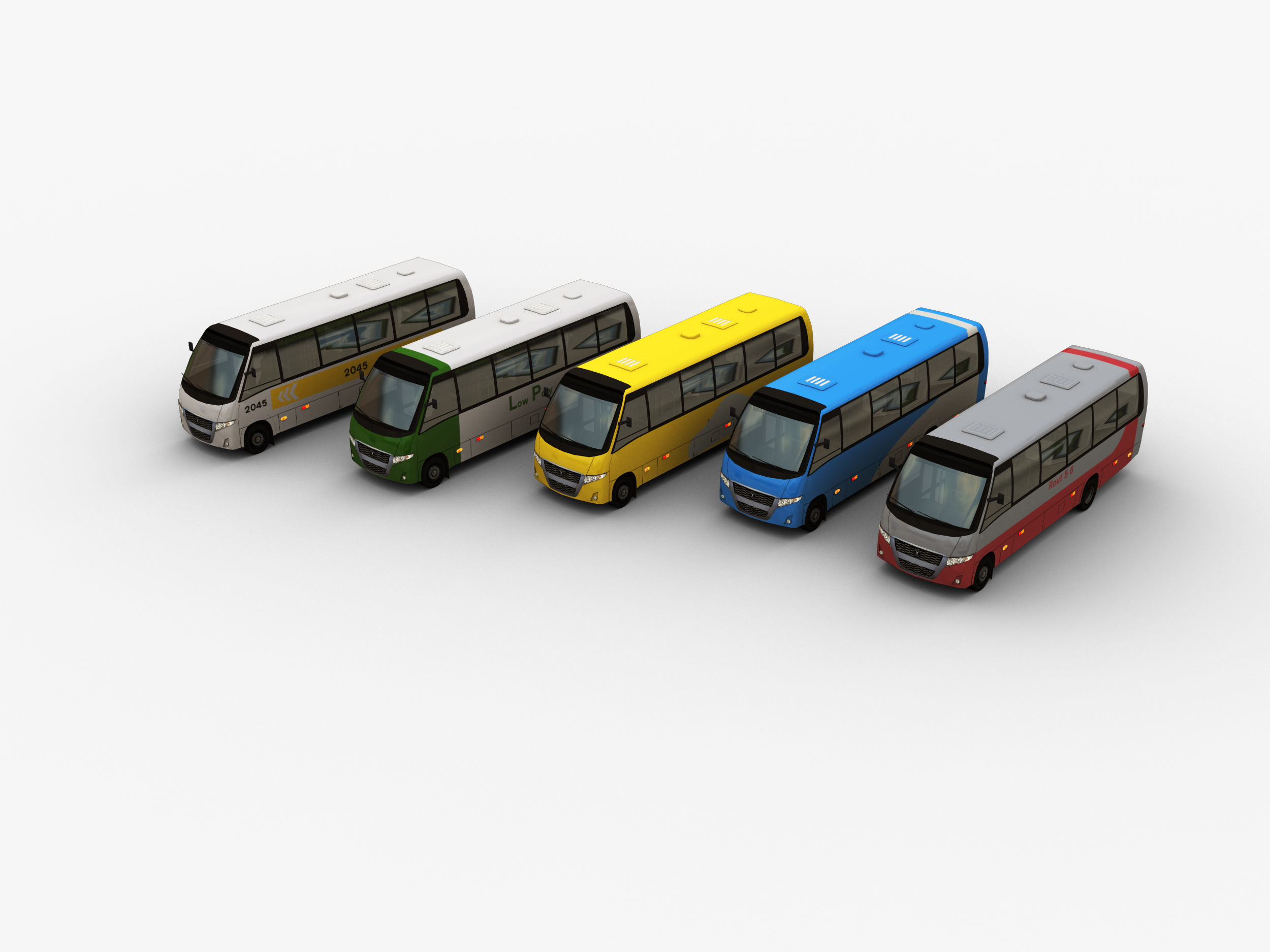 City bus with interior 7 Low-poly 3D model_1