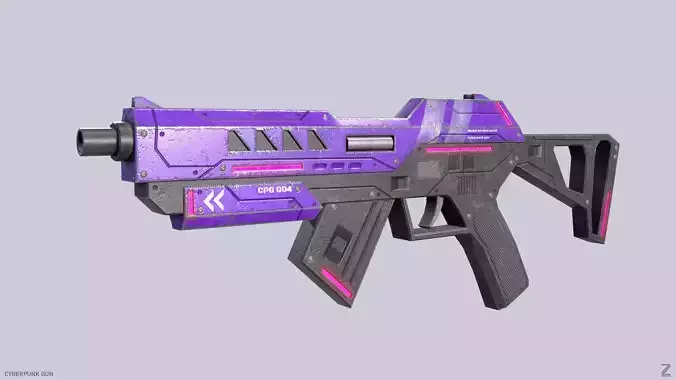 Cyberpunk gun Low-poly 3D model