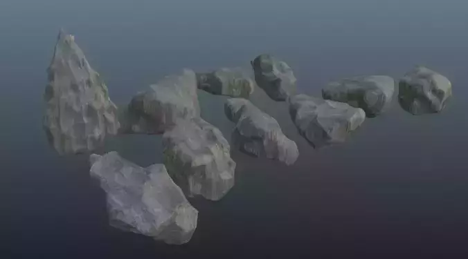 A collection of 11 Gray rocks 