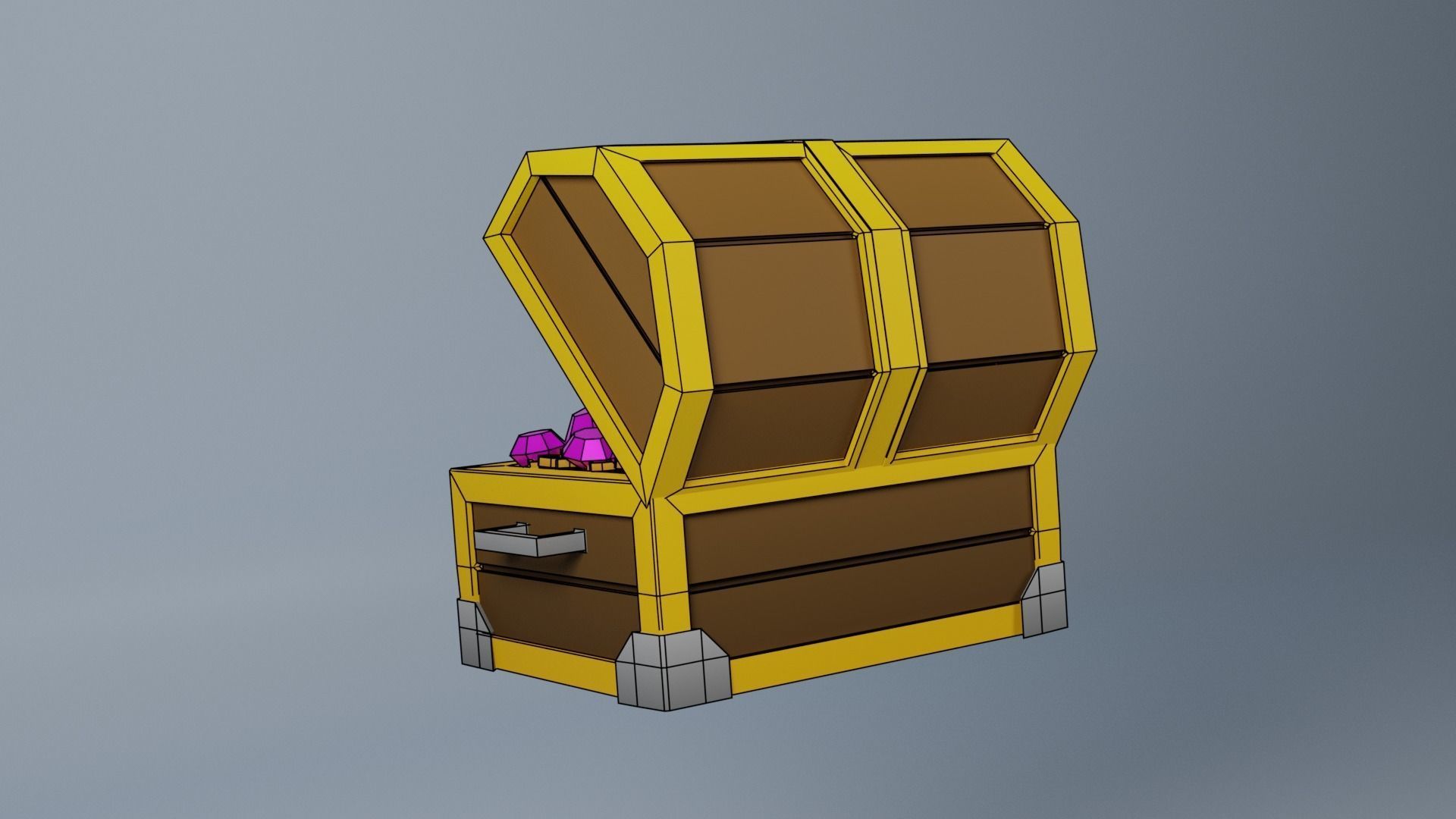 Low Poly Treasure Chest Low-poly 3D model_5