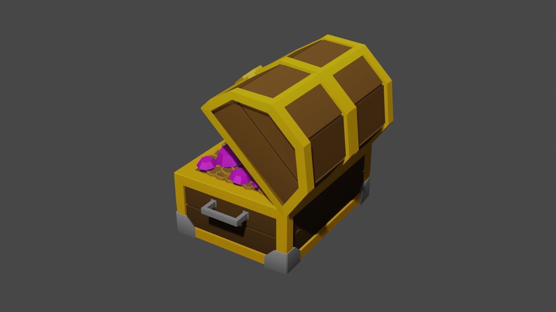 Low Poly Treasure Chest Low-poly 3D model_8