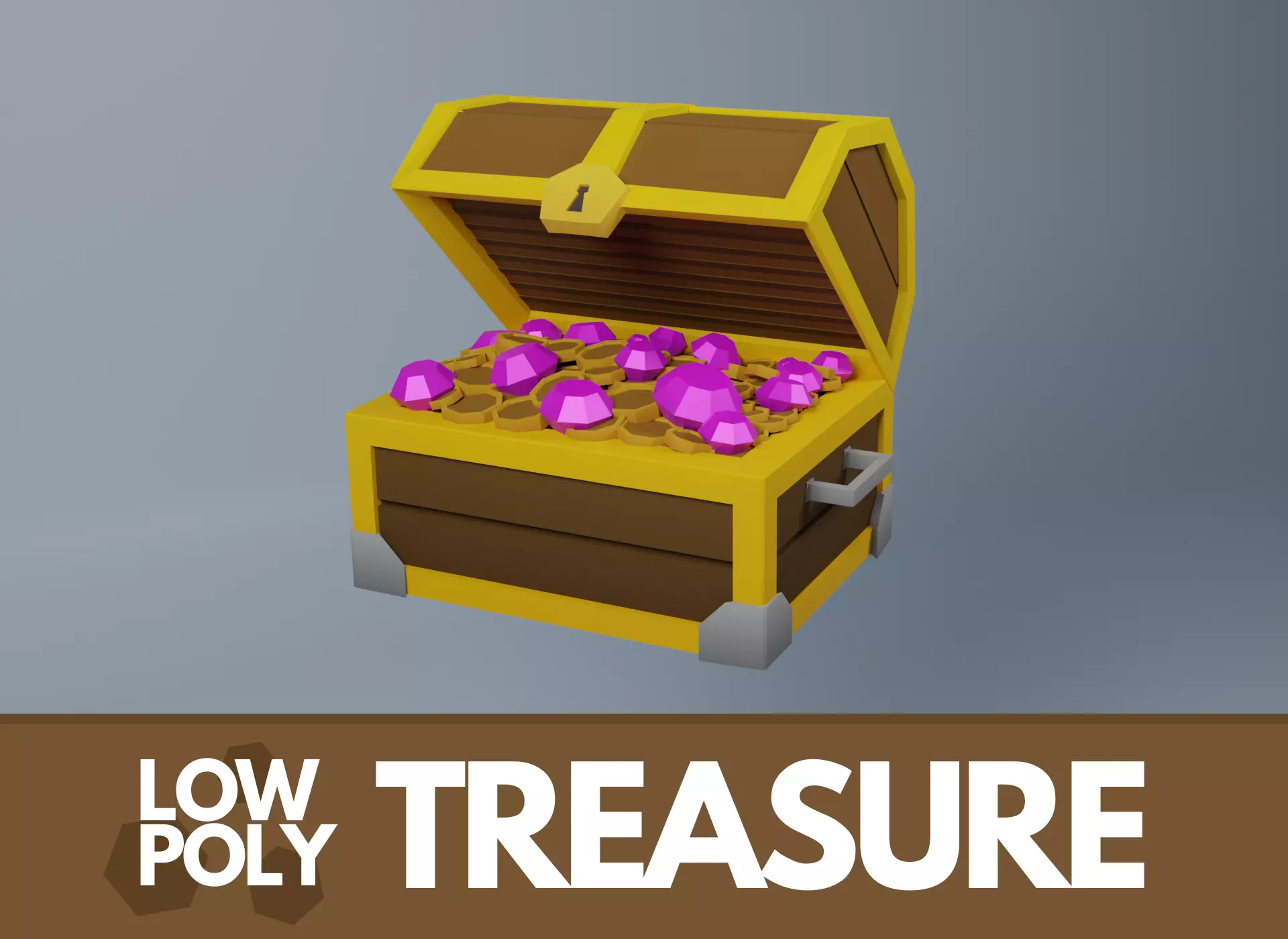 Low Poly Treasure Chest Low-poly 3D model_0