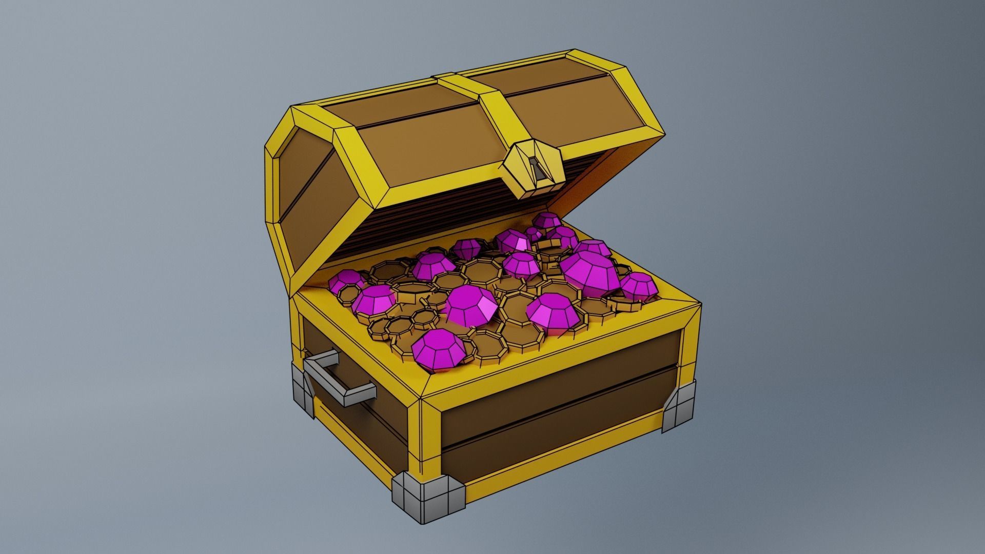 Low Poly Treasure Chest Low-poly 3D model_3