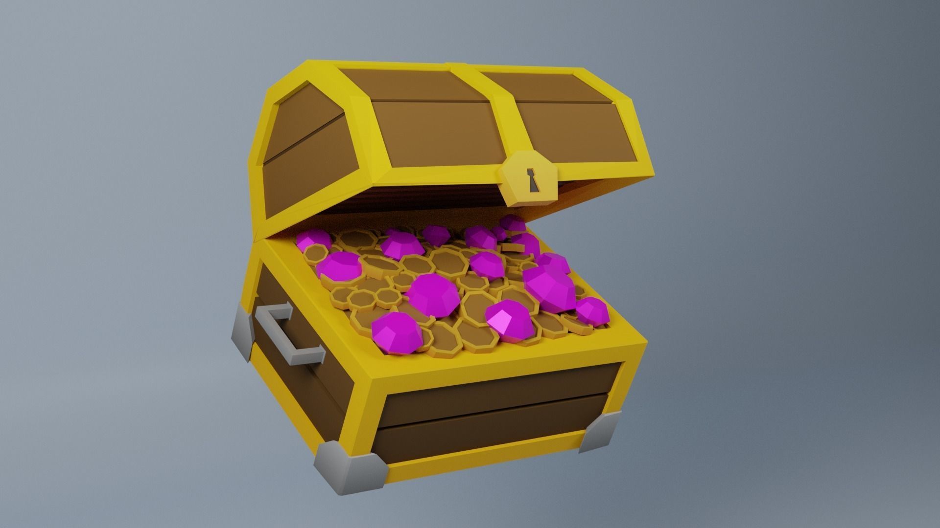 Low Poly Treasure Chest Low-poly 3D model_1