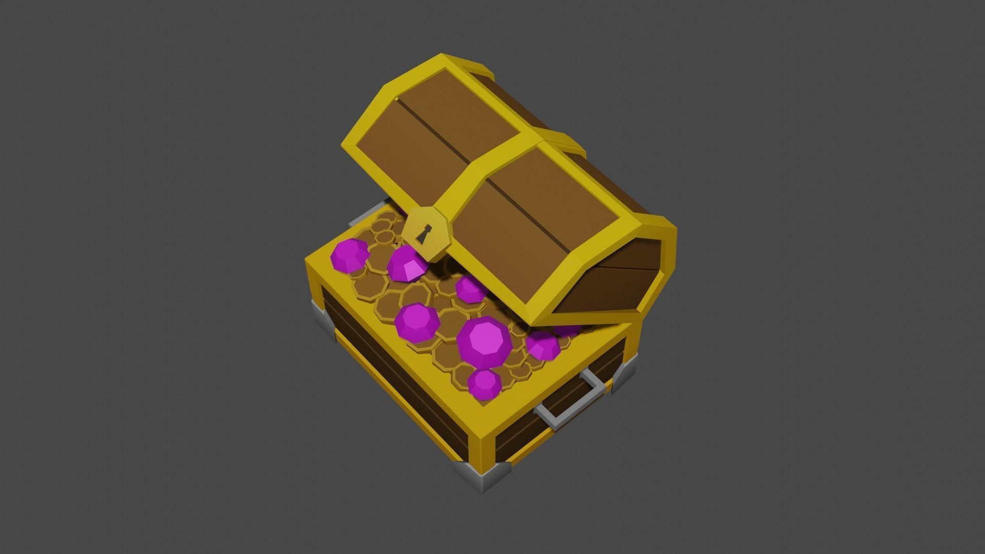 Low Poly Treasure Chest Low-poly 3D model_9