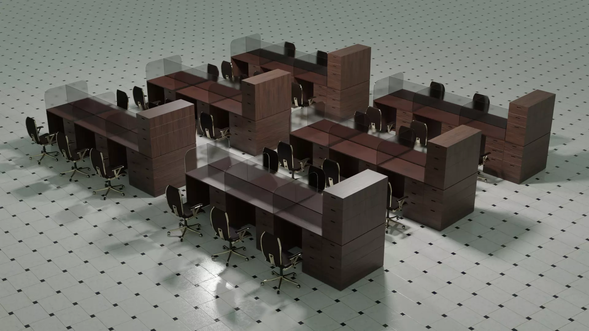 High-Quality 3D Office Cubicle Model Created with Blender 3D model