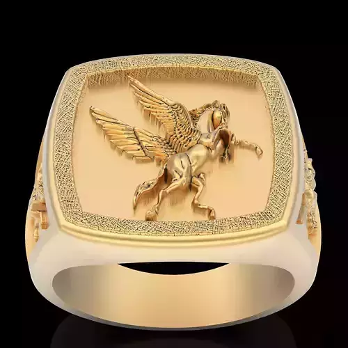 Pegasus  Ring  Animal silver gold printable jewelry