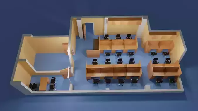 High quality Office Cubicle 3D Model Created with Blender
