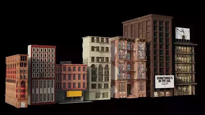 City Buildings in blender Low-poly 3D model