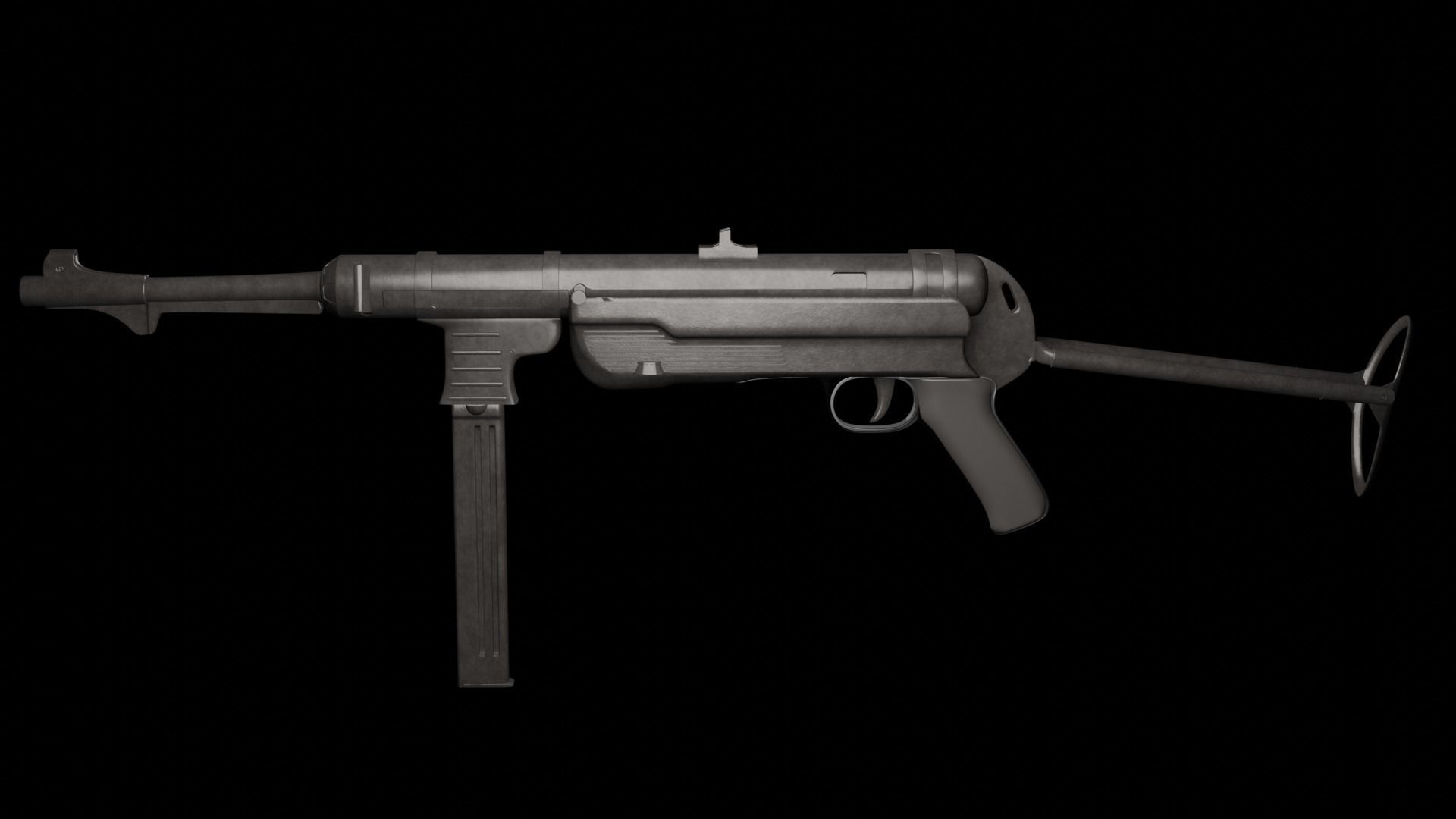 MP 40 submachine gun Low-poly 3D model_6