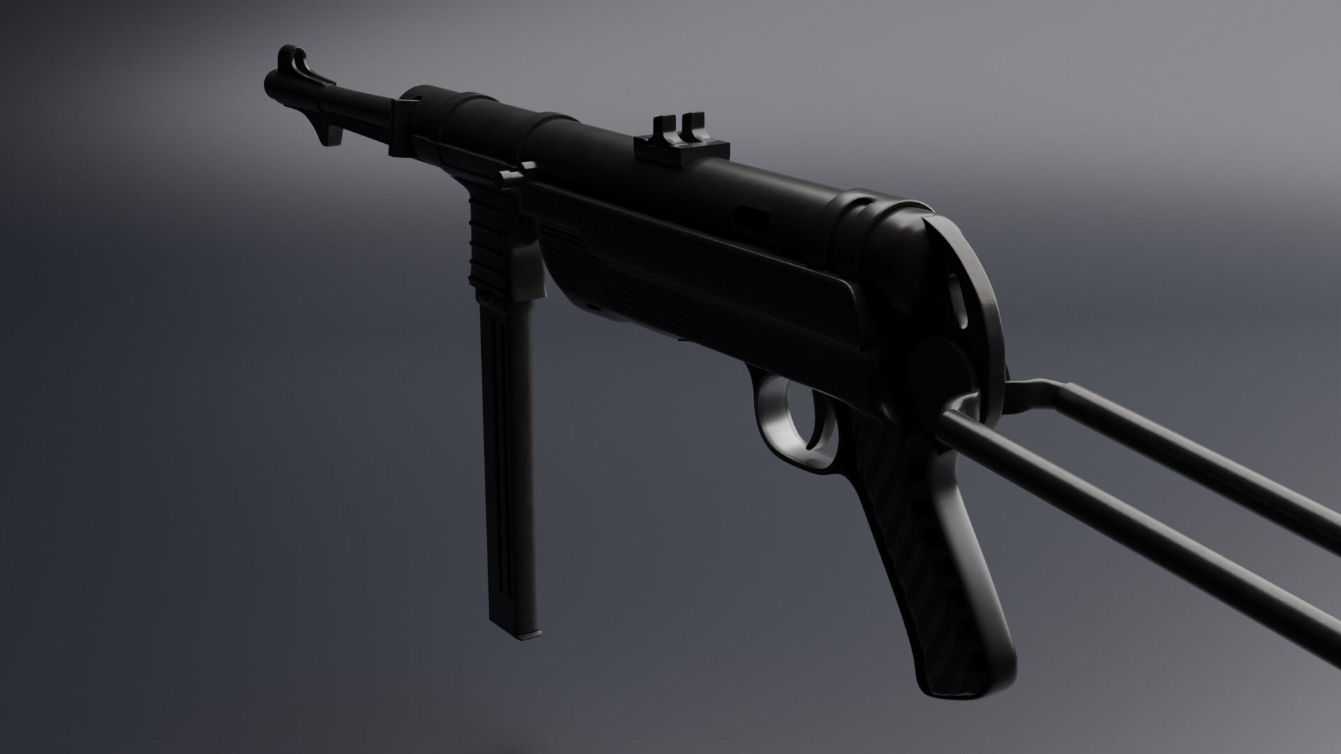 MP 40 submachine gun Low-poly 3D model_5