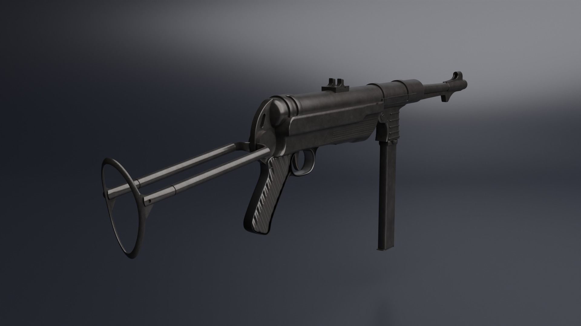 MP 40 submachine gun Low-poly 3D model_3