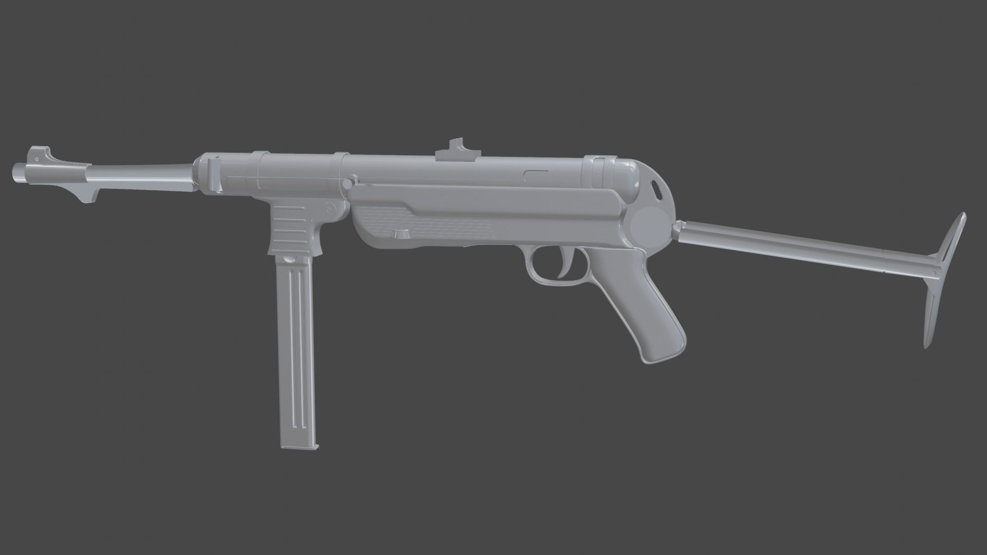 MP 40 submachine gun Low-poly 3D model_7