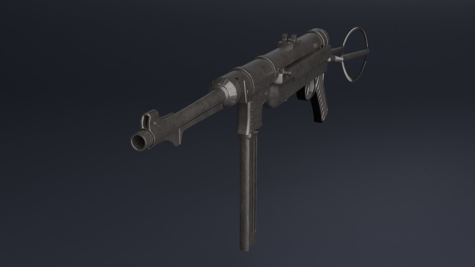 MP 40 submachine gun Low-poly 3D model_2