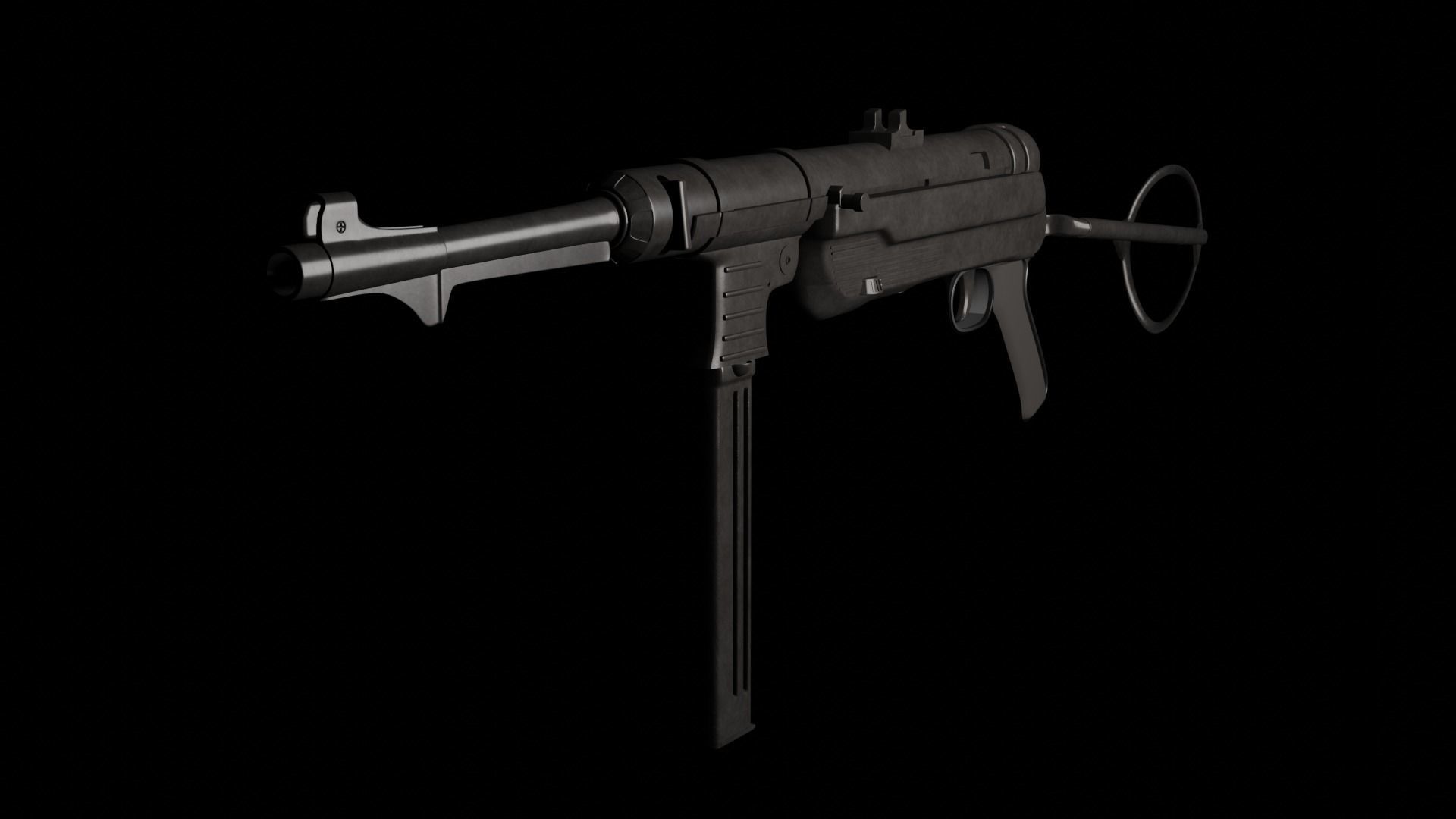 MP 40 submachine gun Low-poly 3D model_10