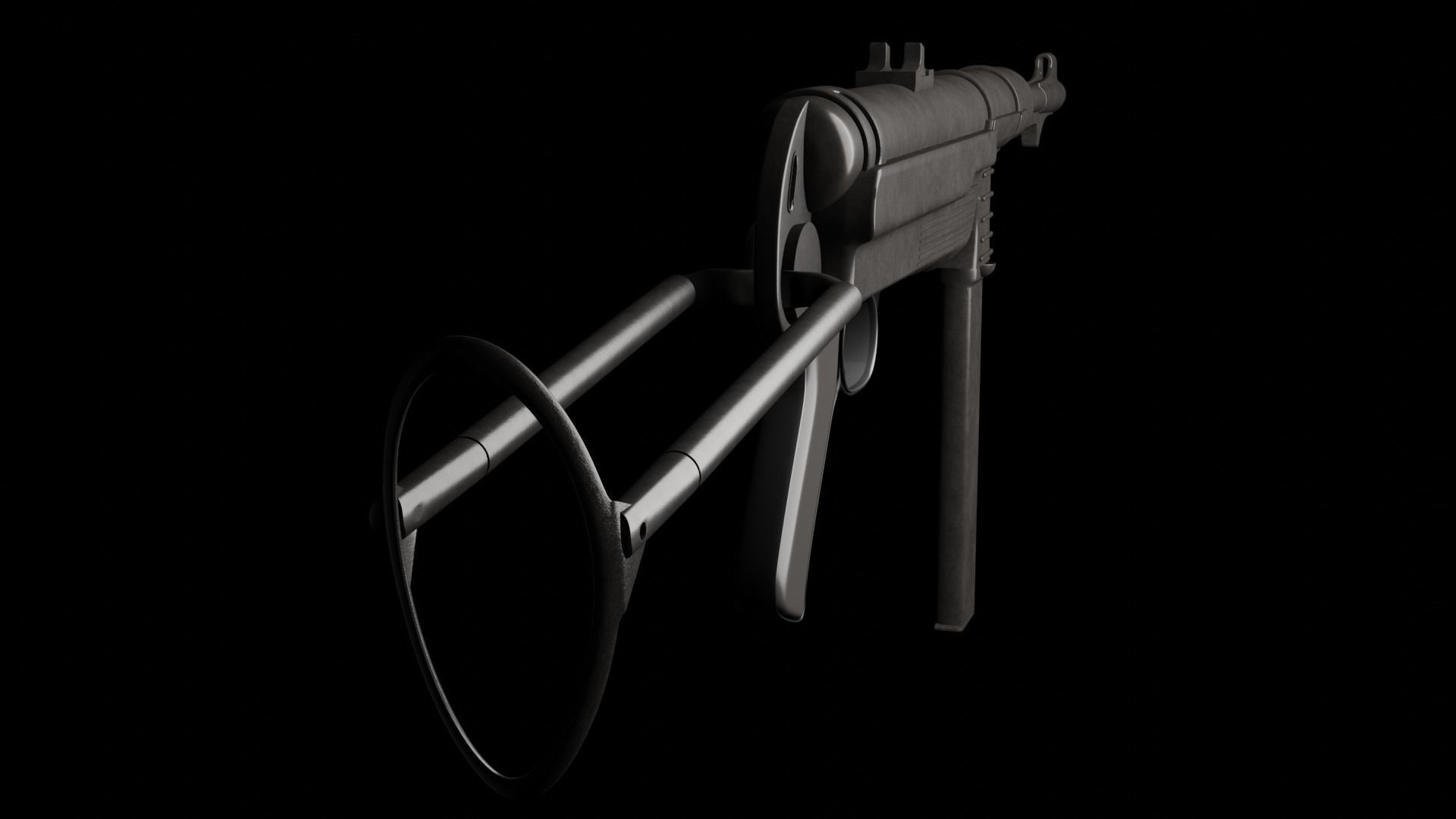 MP 40 submachine gun Low-poly 3D model_9