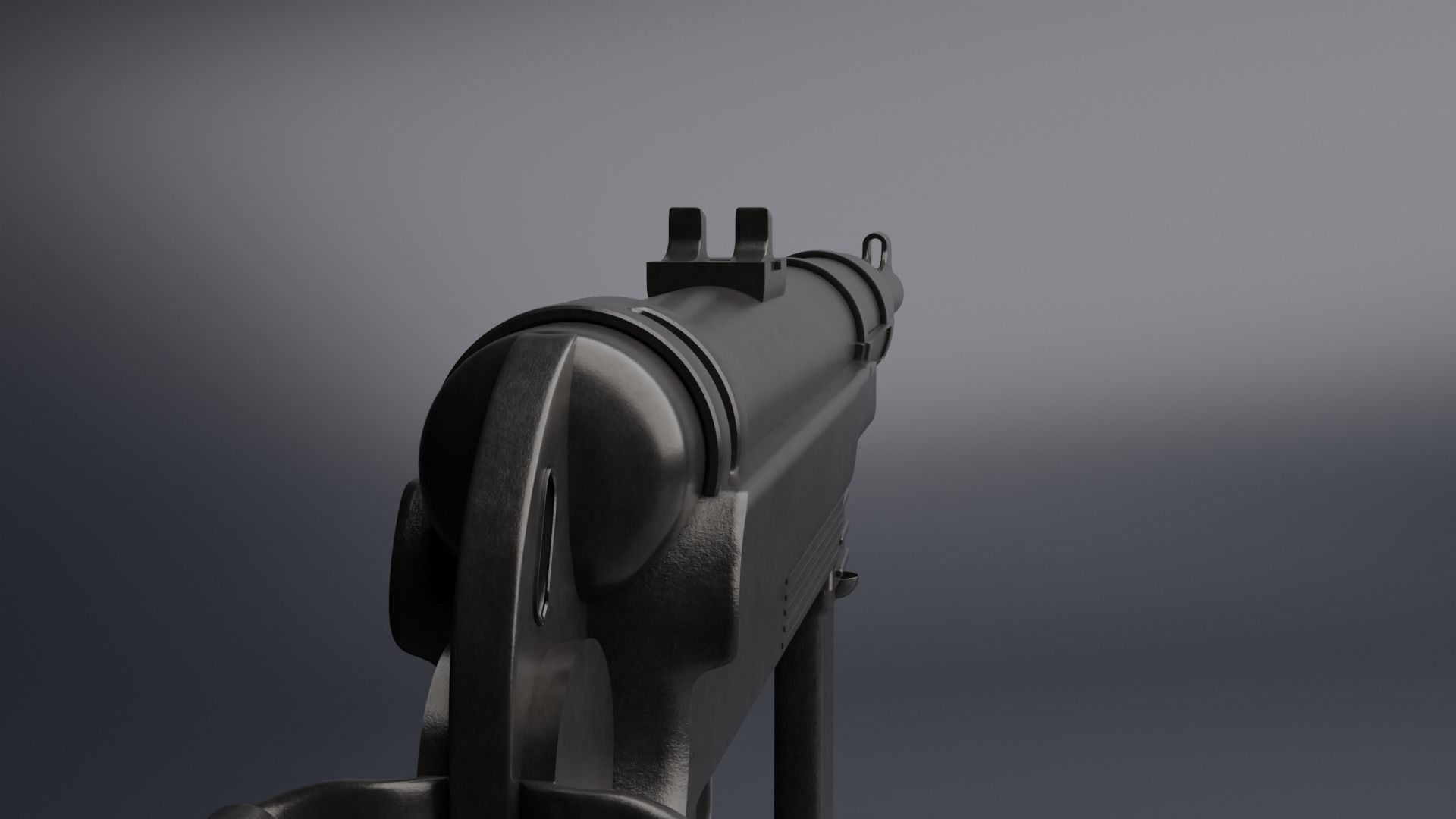 MP 40 submachine gun Low-poly 3D model_4