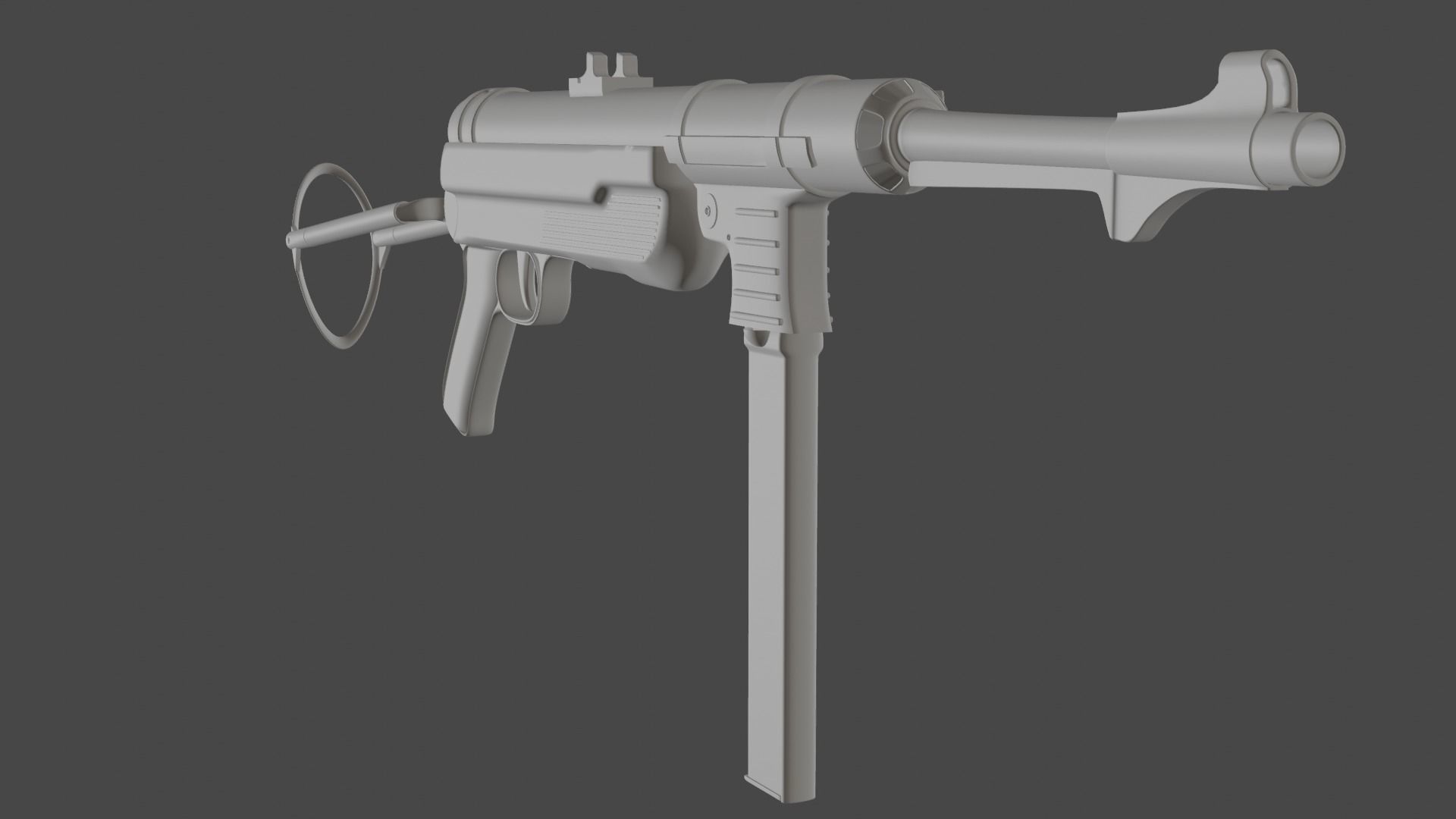 MP 40 submachine gun Low-poly 3D model_8