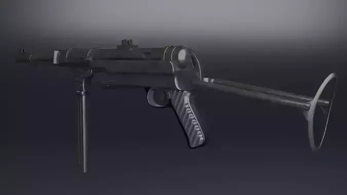 MP 40 submachine gun Low-poly 3D model