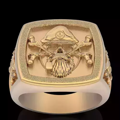 the captain Skull pirate Ring Animal silver gold printable 