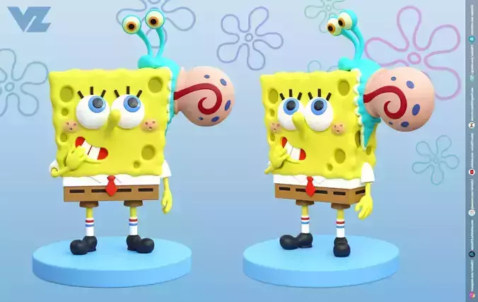 SpongeBob and Gary - SpongeBob SquarePants 3D print model