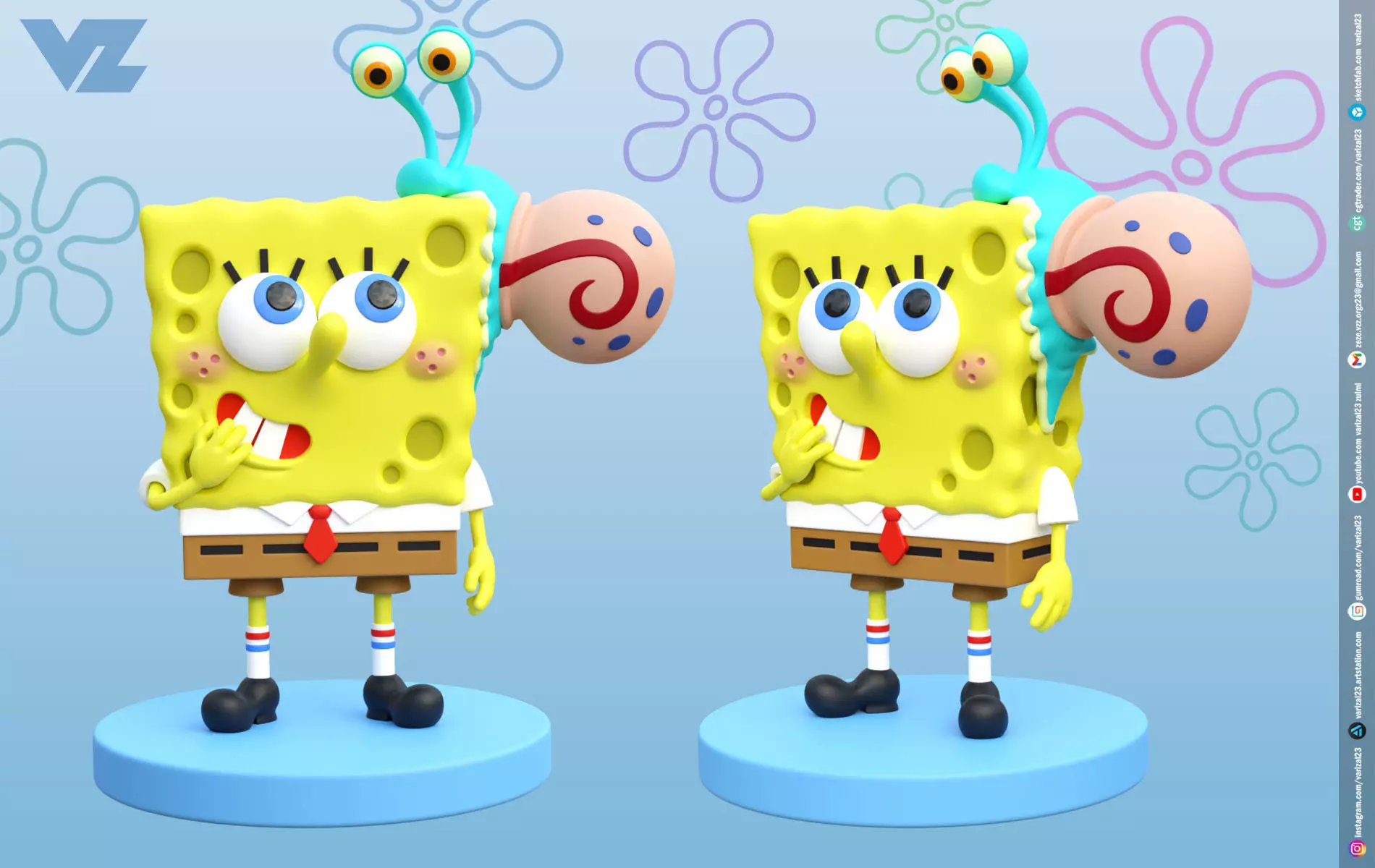 SpongeBob and Gary - SpongeBob SquarePants 3D print model_0