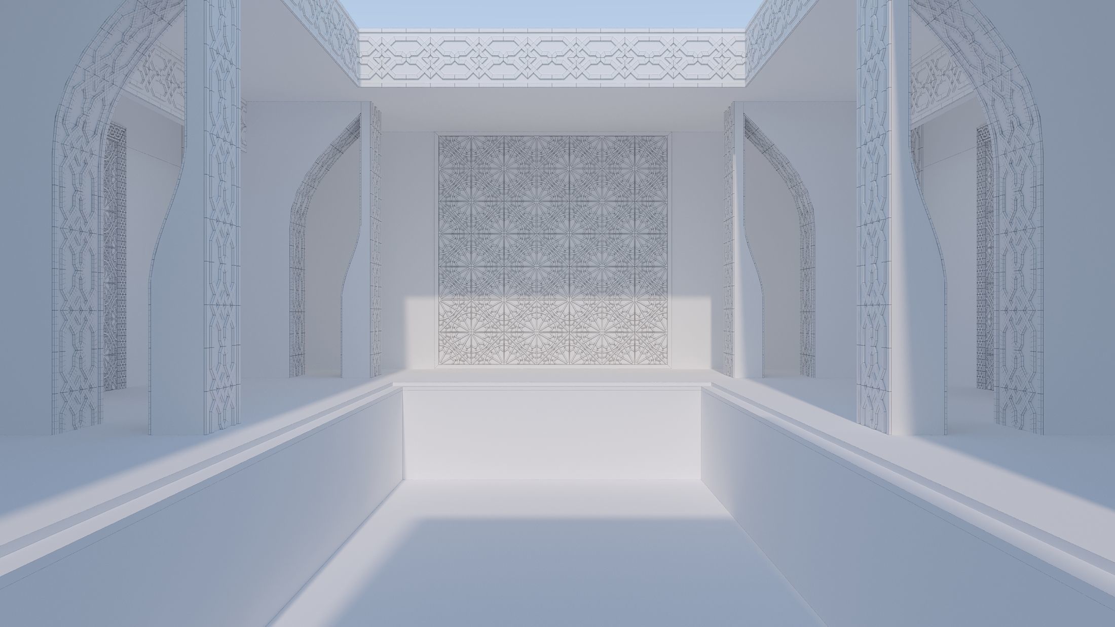 Moroccan-style infinity pool palace 3D model_18