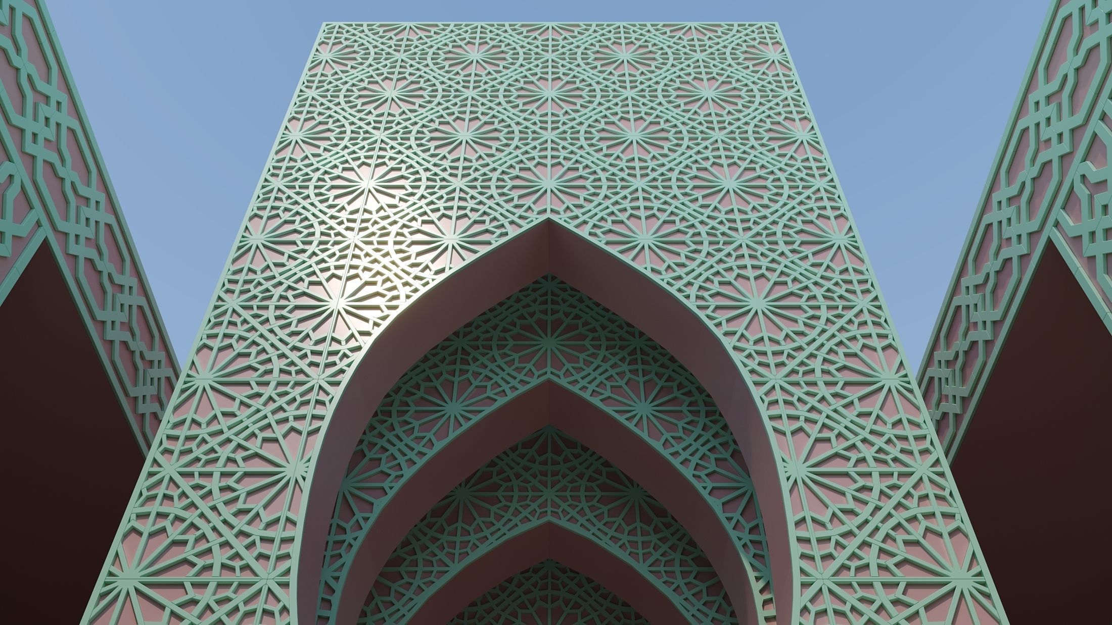 Moroccan-style infinity pool palace 3D model_9