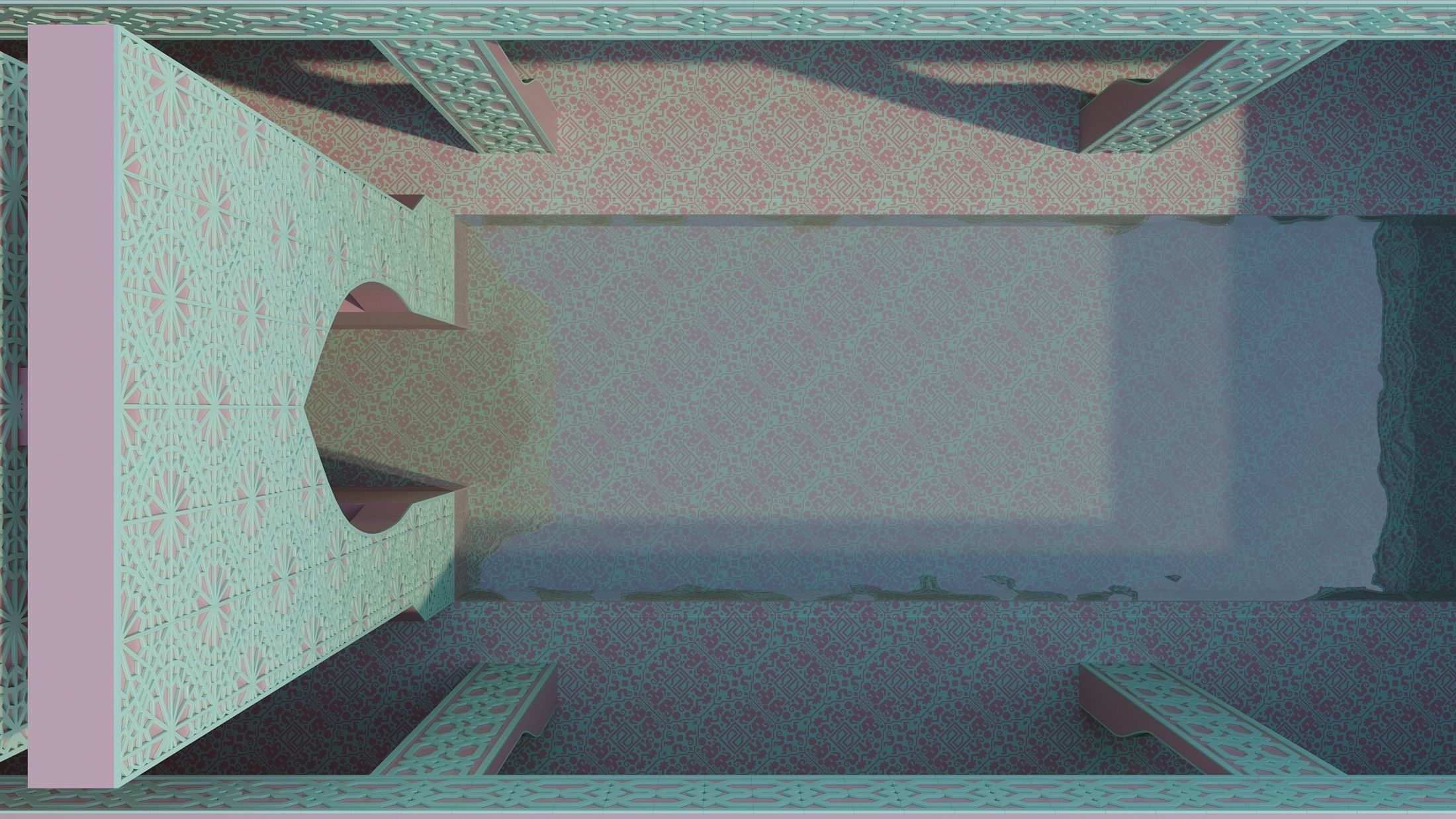 Moroccan-style infinity pool palace 3D model_10