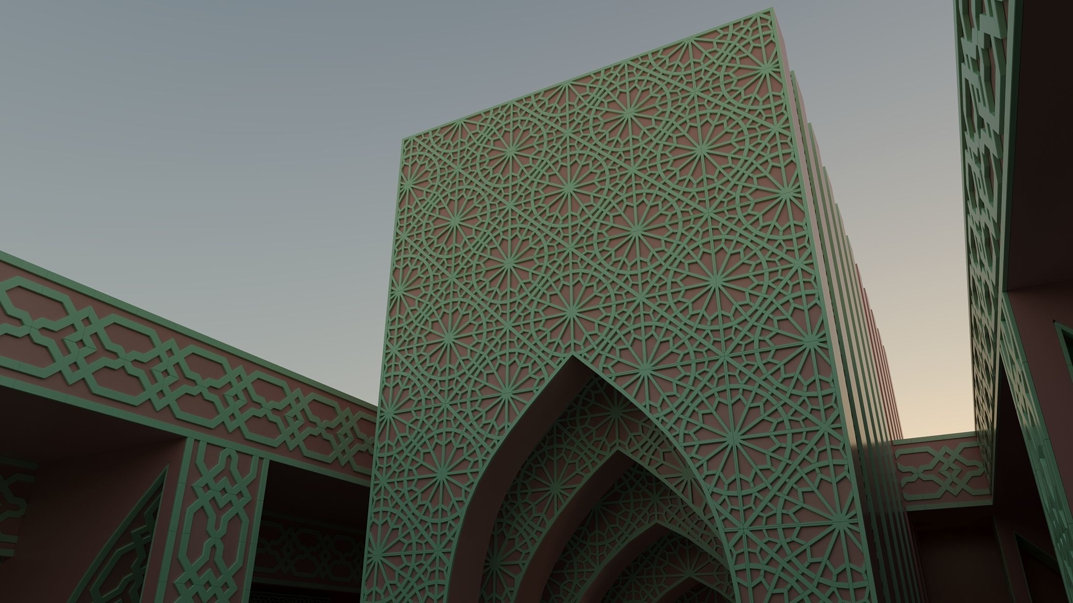 Moroccan-style infinity pool palace 3D model_14