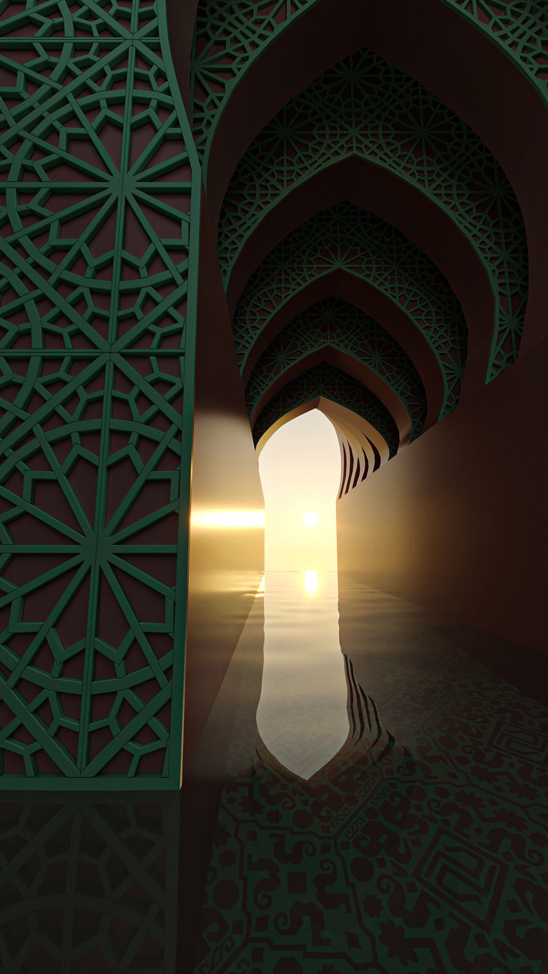 Moroccan-style infinity pool palace 3D model_25