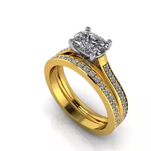 Modern Cushion Square Solitaire Bridal Wedding band