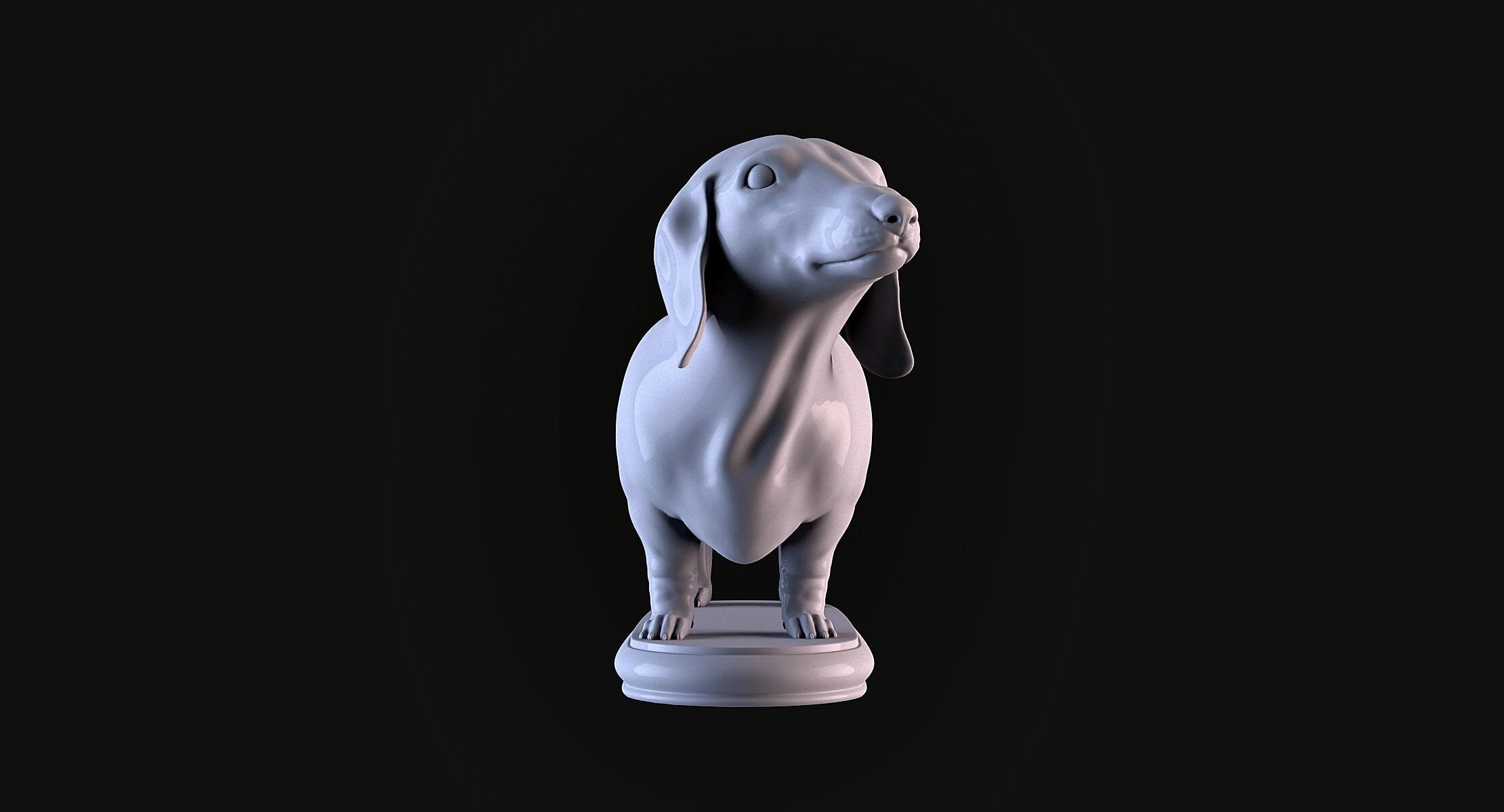 Dachshund statue 3D print model_2