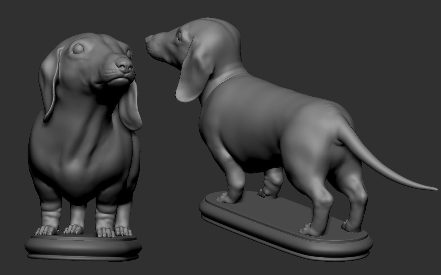 Dachshund statue 3D print model_11