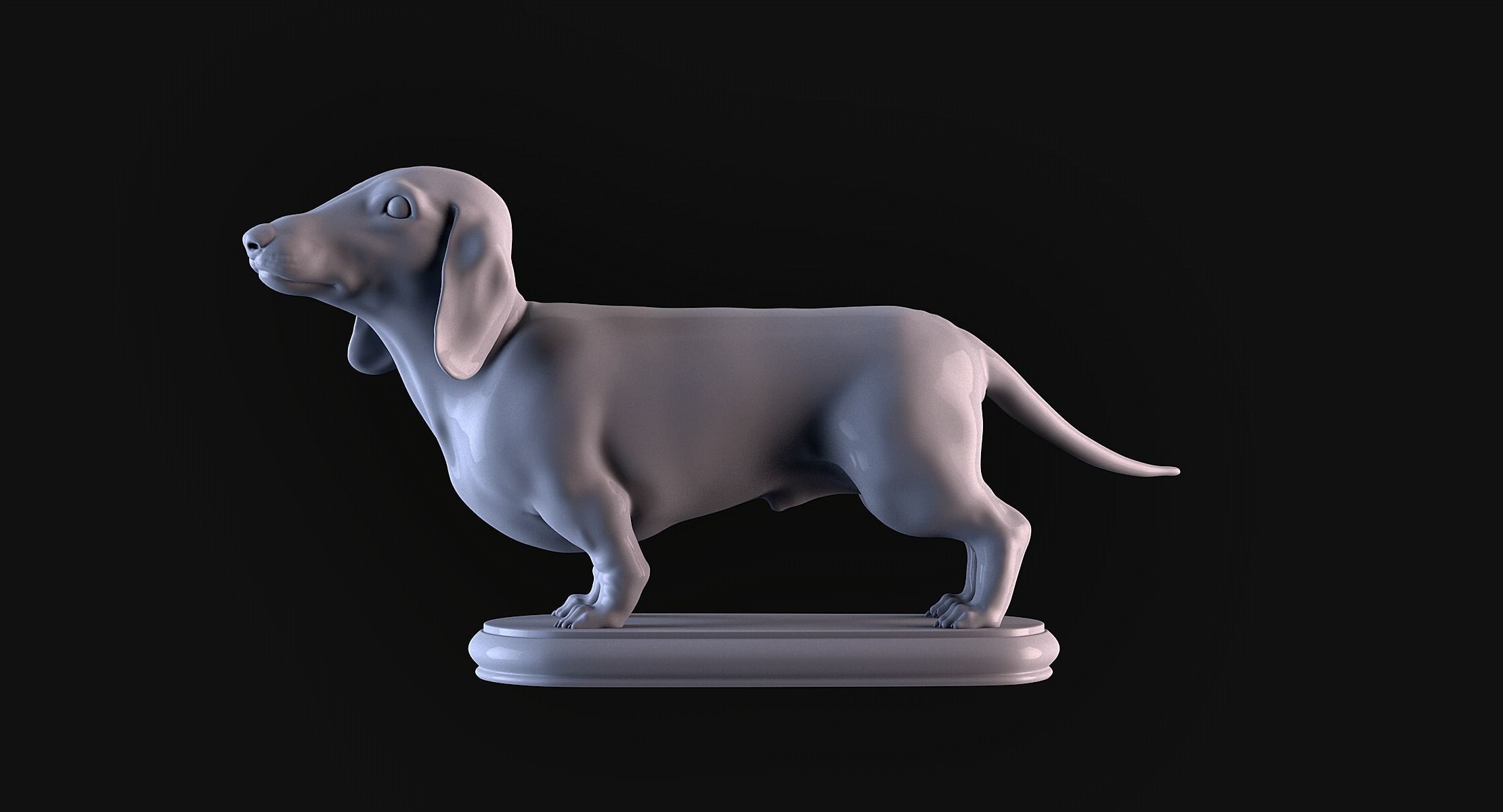 Dachshund statue 3D print model_5