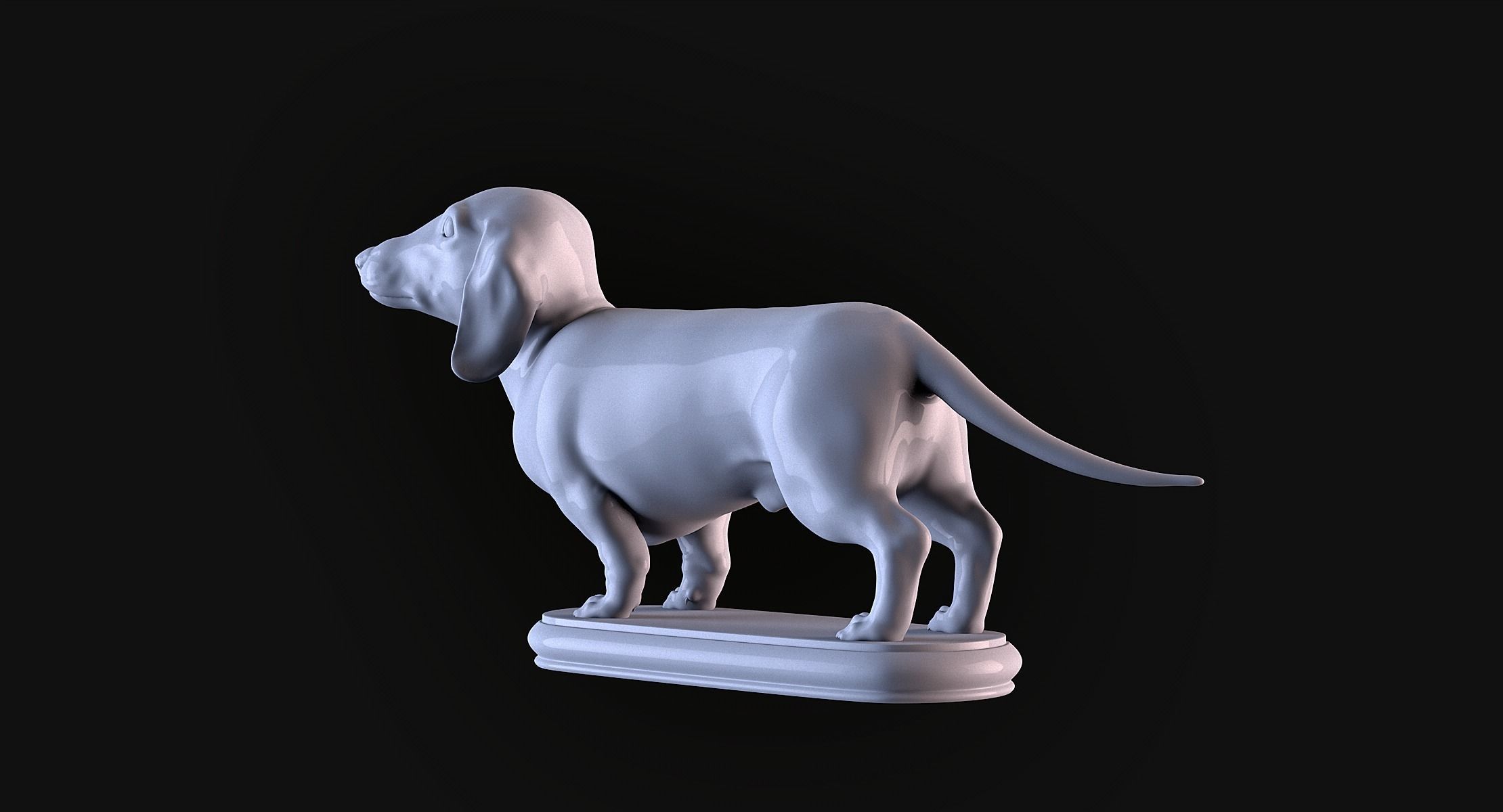 Dachshund statue 3D print model_7