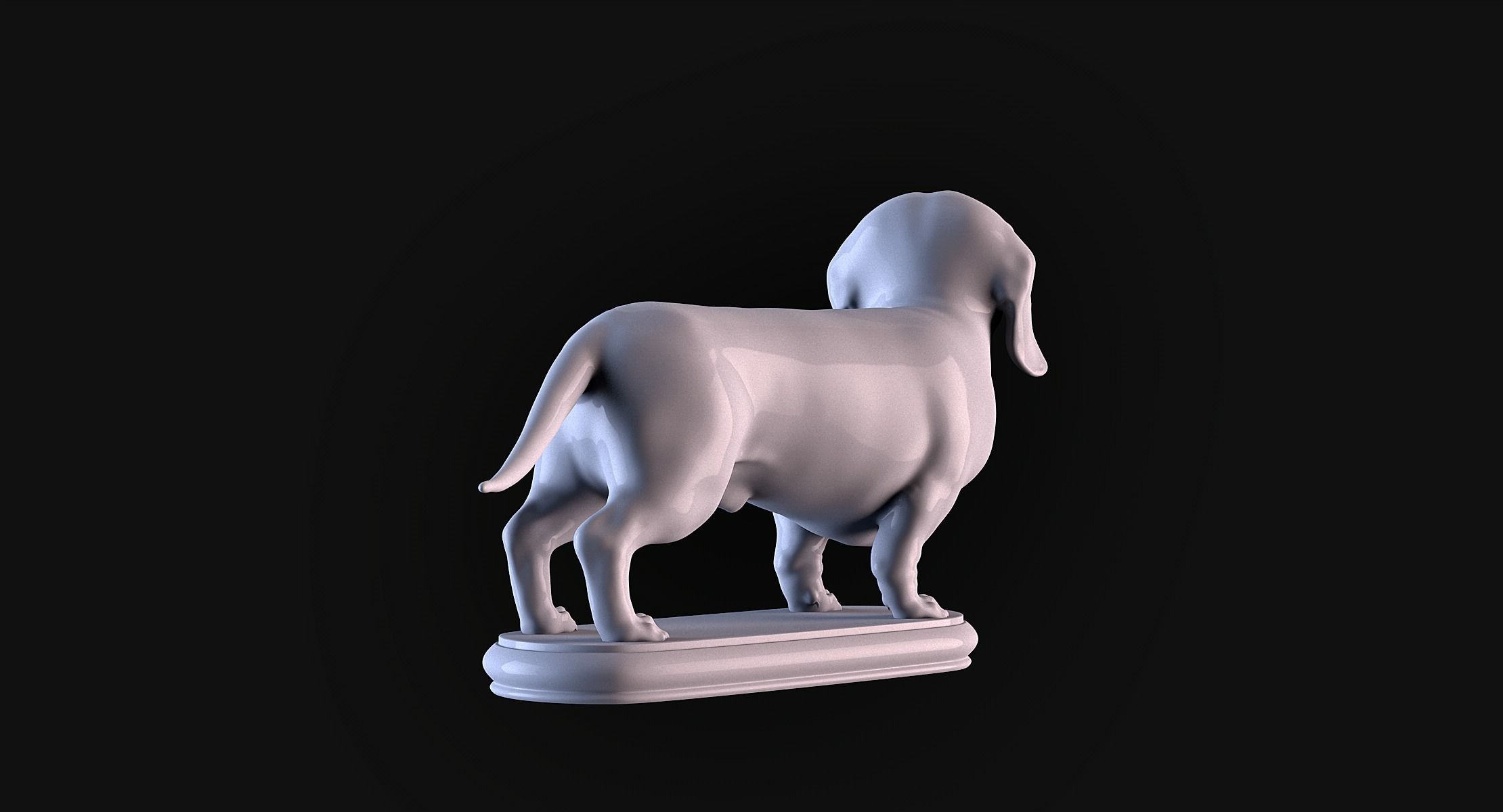 Dachshund statue 3D print model_3