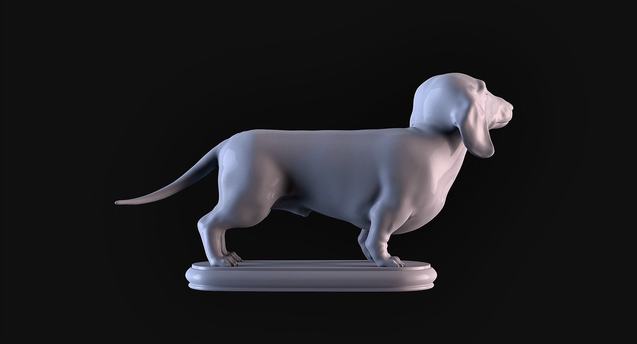 Dachshund statue 3D print model_8