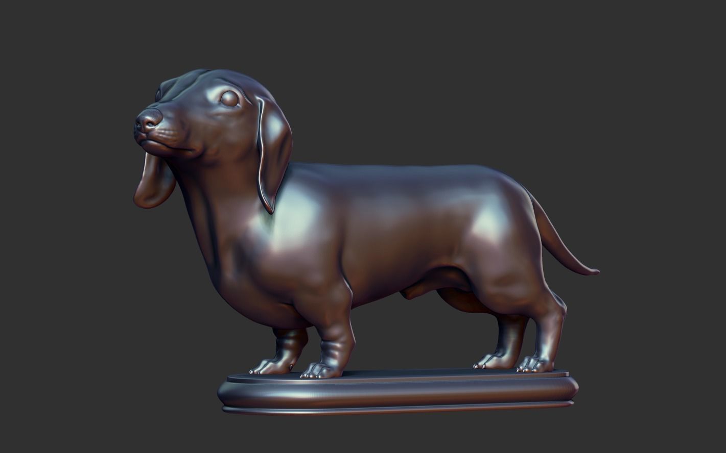 Dachshund statue 3D print model_16