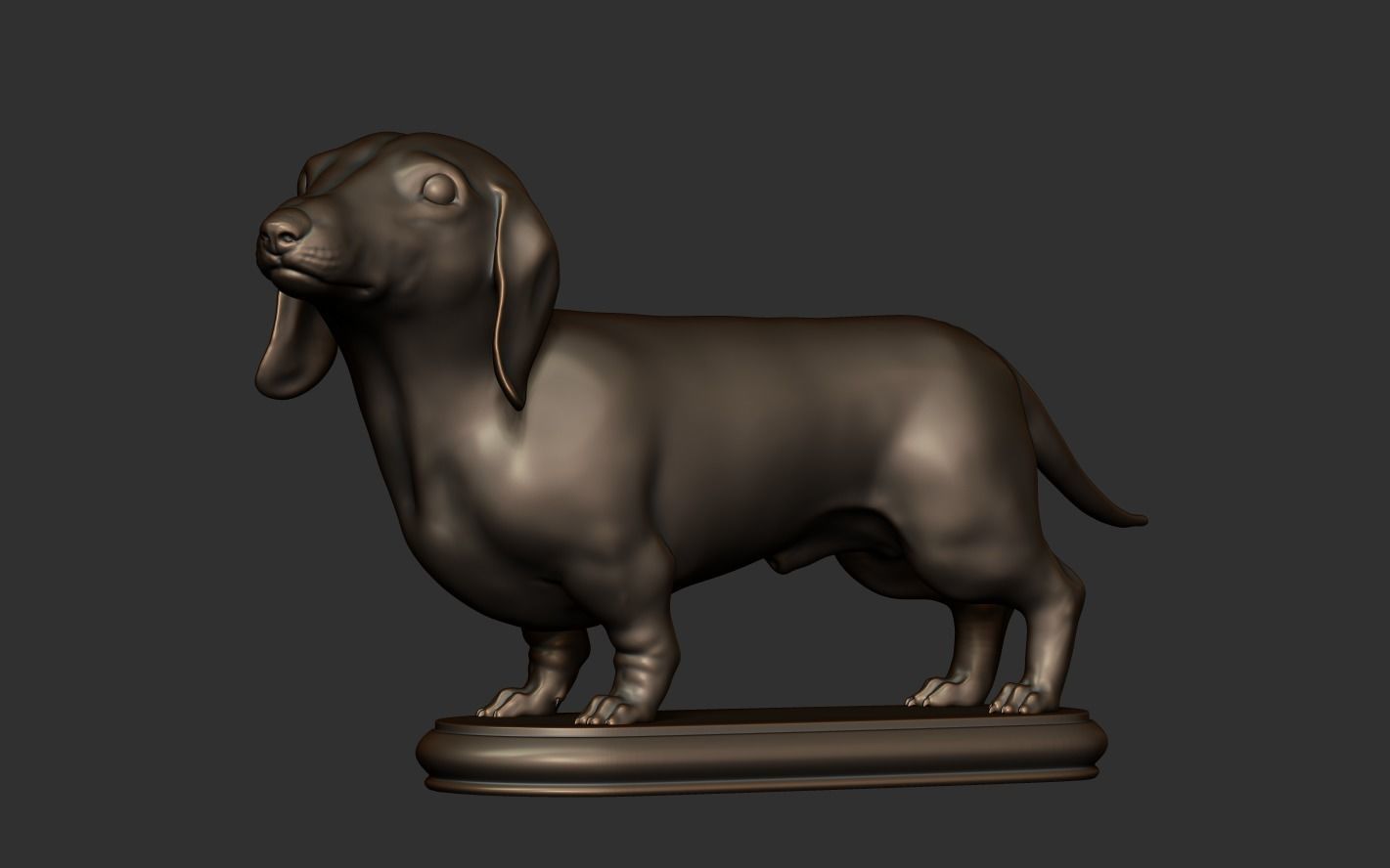 Dachshund statue 3D print model_17