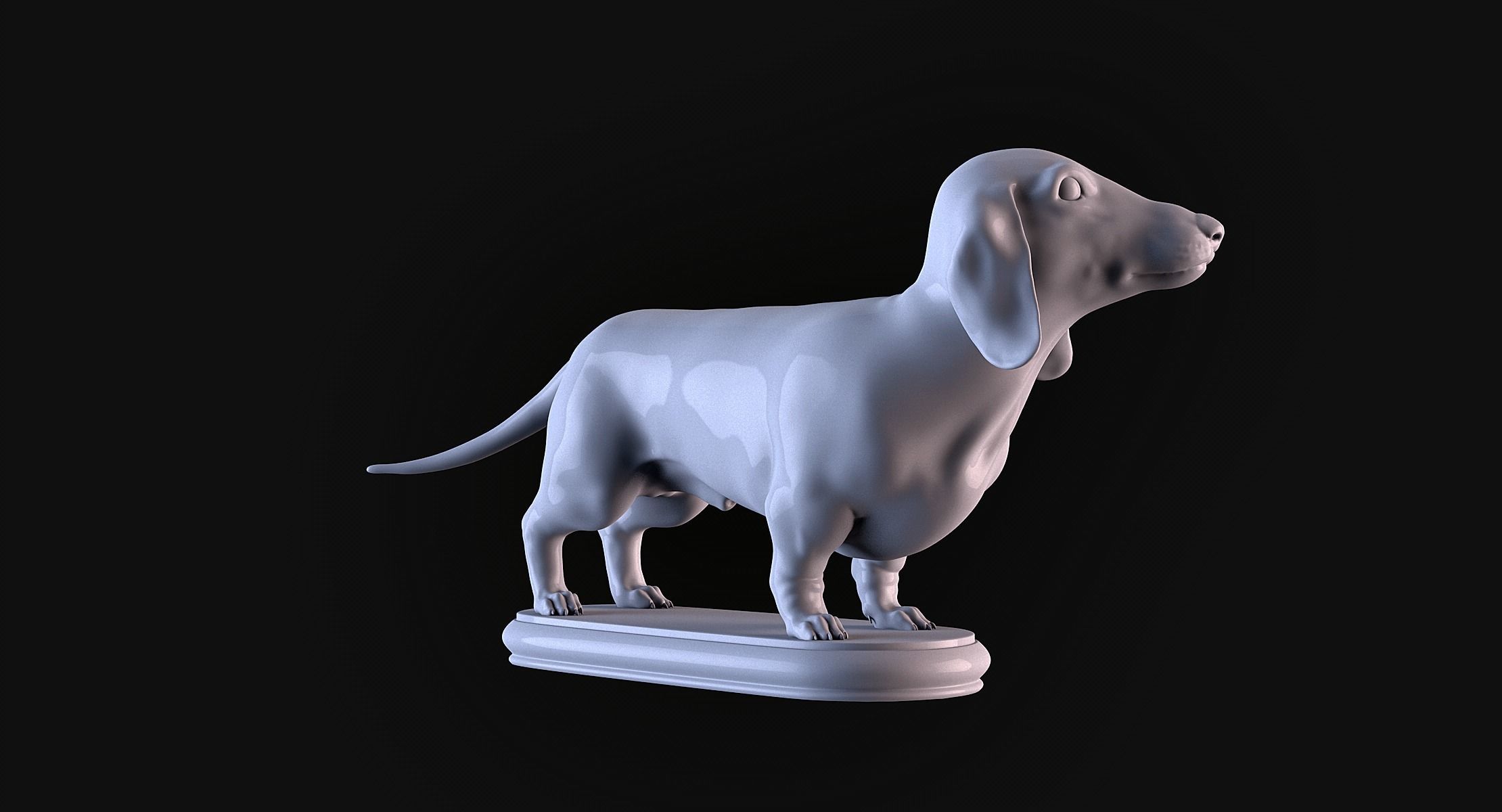 Dachshund statue 3D print model_4