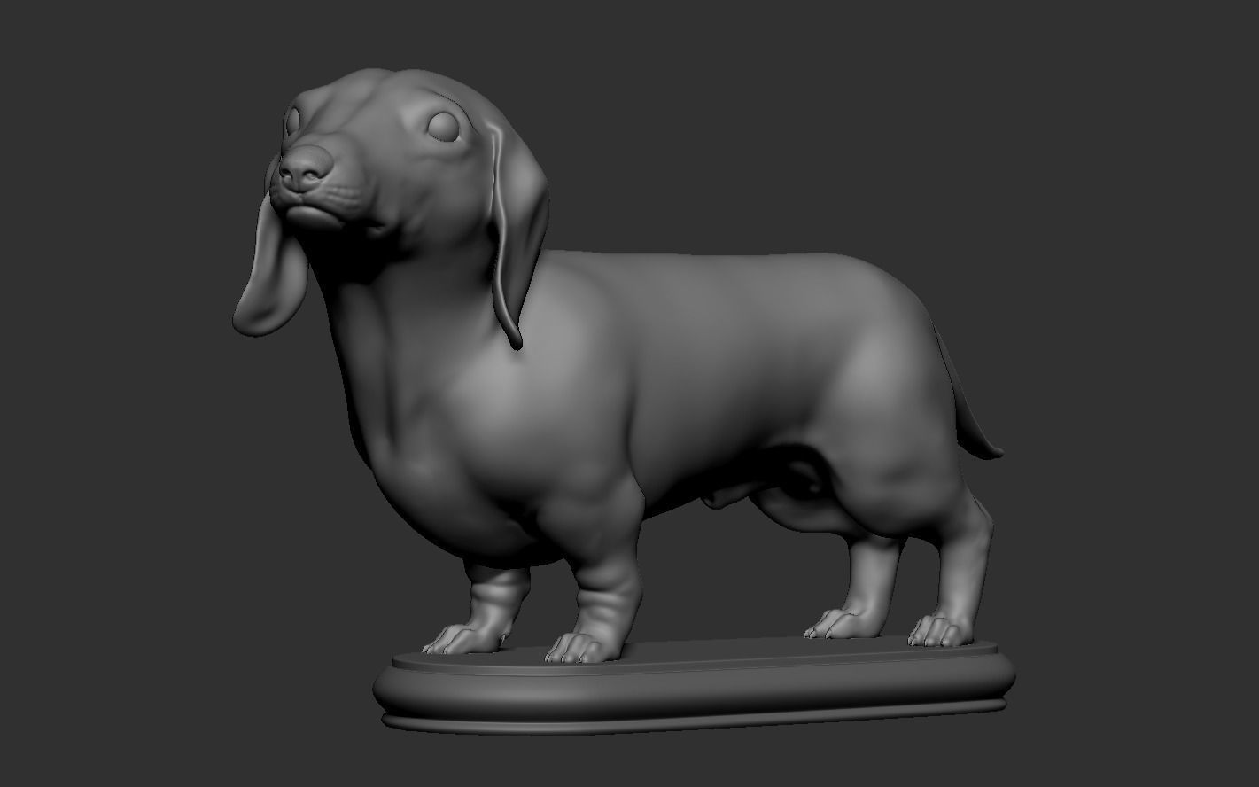 Dachshund statue 3D print model_9